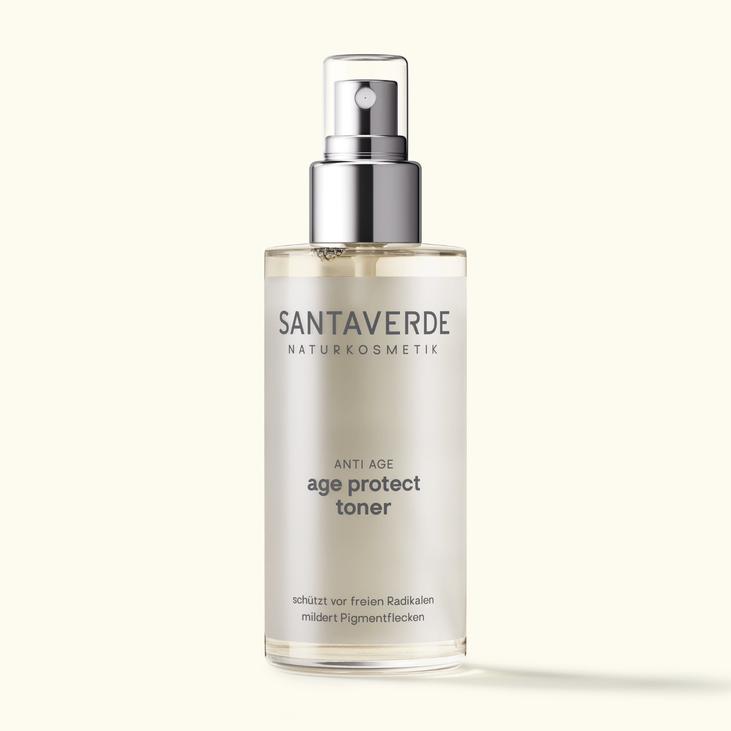 Santaverde Age Protect Toner 100 ml – revitalisierender Naturkosmetik Toner mit Aloe Vera und pflanzlichen Wirkstoffen, minimalistisch präsentierte Sprühflasche