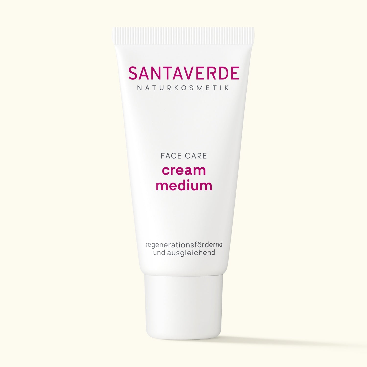Santaverde Cream Medium 30 ml – Aloe Vera Naturkosmetik Gesichtscreme für normale bis trockene Haut, minimalistisch präsentierte weiße Tube