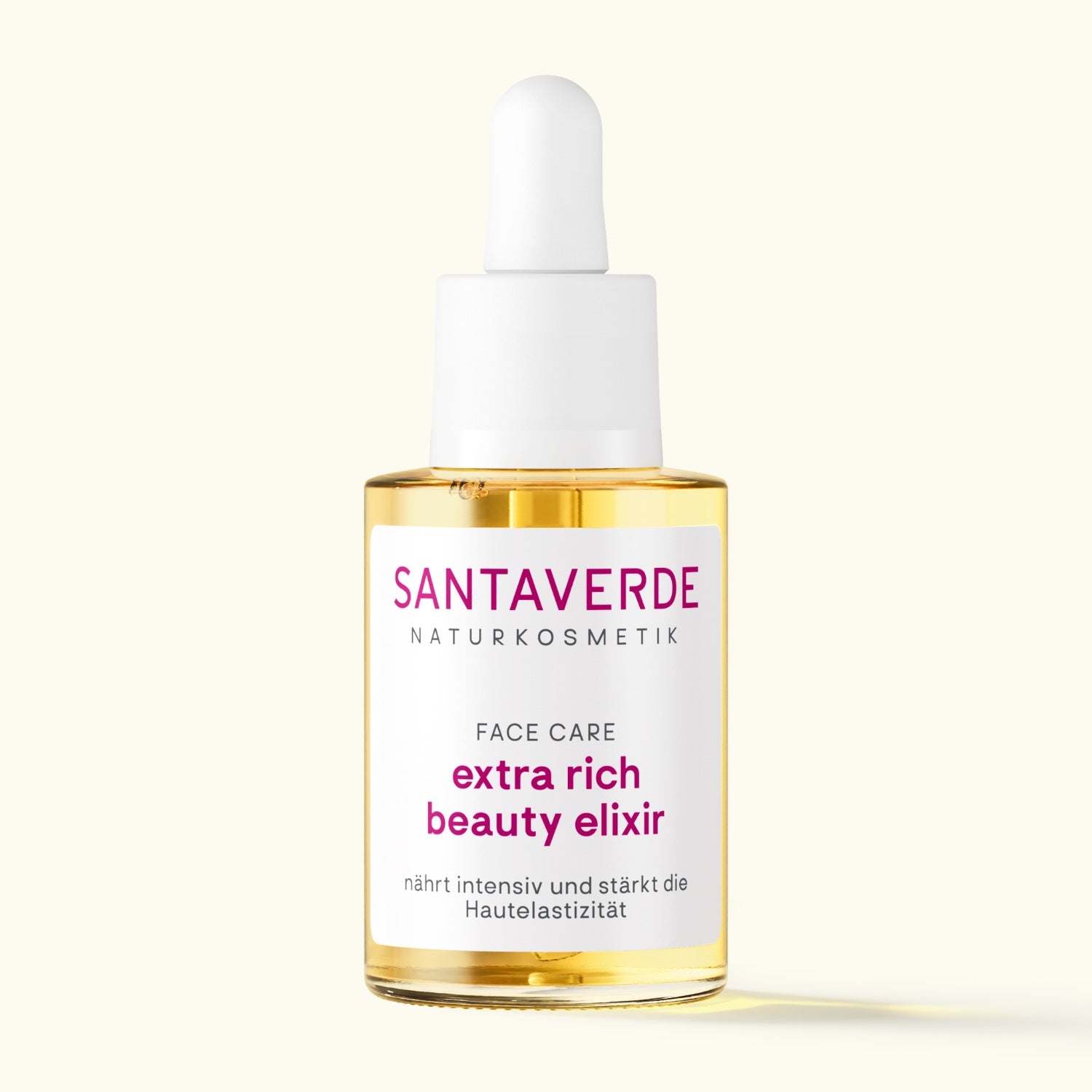 Santaverde Extra Rich Beauty Elixir 30 ml – Aloe Vera Naturkosmetik Gesichtsöl für intensive Pflege und Regeneration, minimalistisch präsentierte Glasflasche mit Pipette