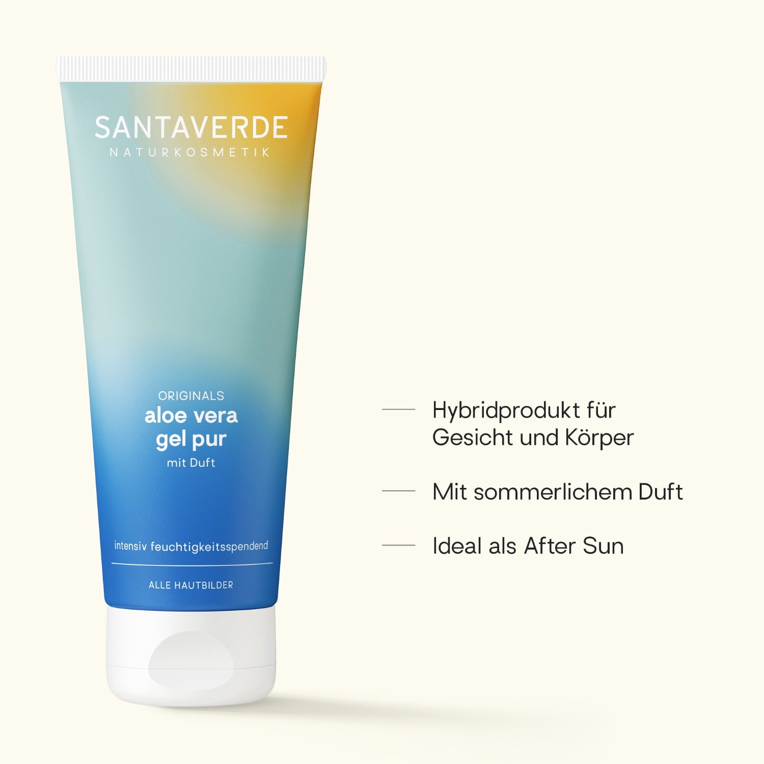 Santaverde Aloe Vera gel pur mit sommerlichem Duft und Wirkversprechen