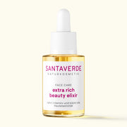 Santaverde Extra Rich Beauty Elixir 30 ml – Aloe Vera Naturkosmetik Gesichtsöl für intensive Pflege und Regeneration, minimalistisch präsentierte Glasflasche mit Pipette