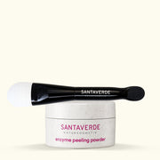 Santaverde enzym peeling powder mit Kosmetikpinsel – Set zur sanften Gesichtsreinigung und Peeling-Anwendung