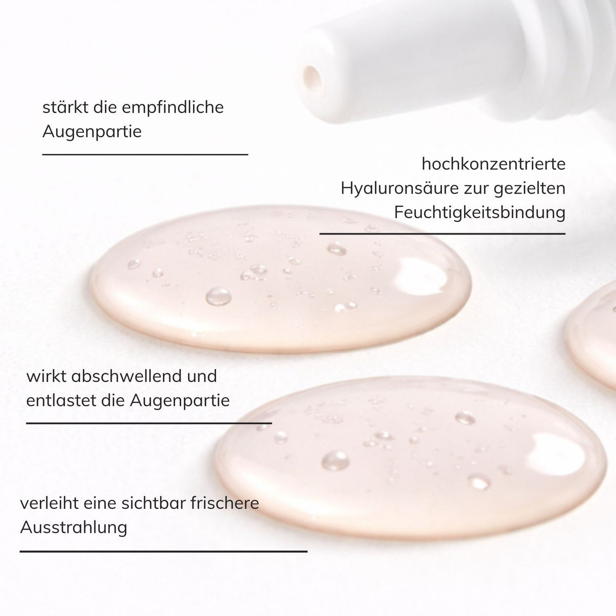 Schaubild zur Wirkweise und Textur des Santaverde hyaluron eye serum
